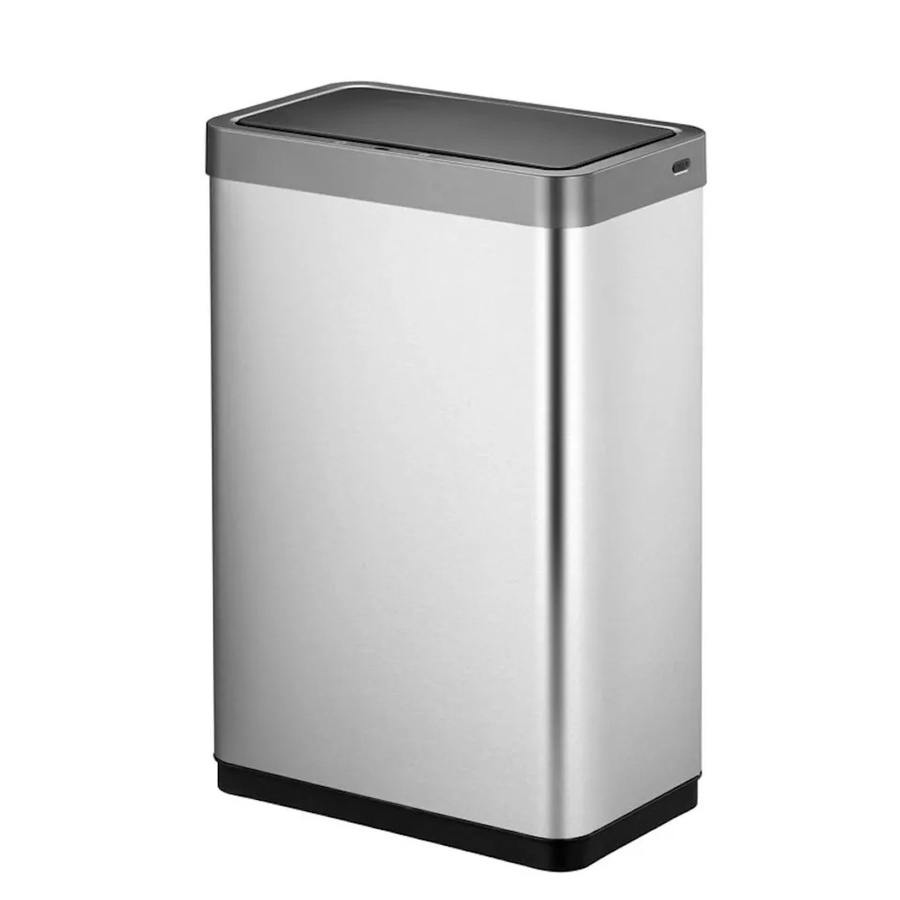 PROREGAL Sensor Abfallbehälter aus mattem Edelstahl in Silber mit 40 Litern Volumen und zwei Kunststoff-Inneneimern, H x B x T: 64,8 x 47 x 28 cm - Bild 2