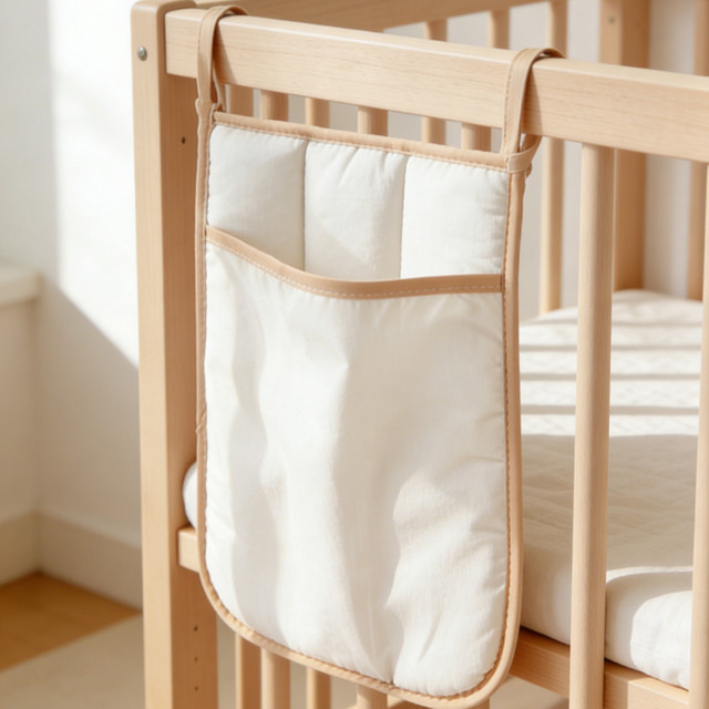 Hängende Aufbewahrungstasche für das Babybett als Windel-Organizer in Weiß - Bild 1