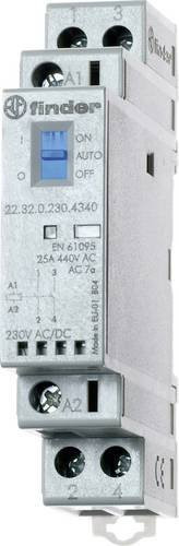 Finder Schütz 22.32.0.024.4340 mit 2 Schließern, 24 V/DC und 24 V/AC, 25A Tray, Grau - Bild 1