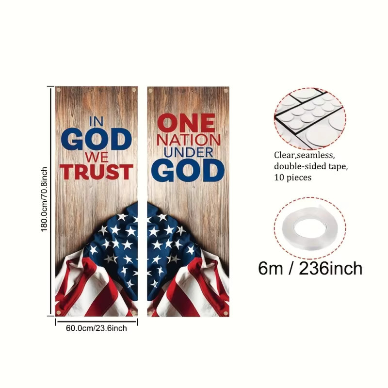 VIKAMA 2-teiliges Set Happy U.S. Kirchenbanner zum Unabhängigkeitstag aus Polyester zum Aufhängen - Bild 6