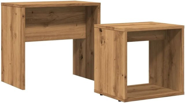 vidaXL Satztische 2er Set in Artisan-Eiche Braun aus Holzwerkstoff mit modernem Design - Bild 1