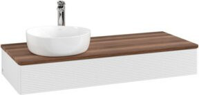 V&B Waschtischunterschrank Antao mit Frontstruktur und Beleuchtung, Farbe: Weiß, B/T/H: 120 x 50 x 19 cm - Bild 1