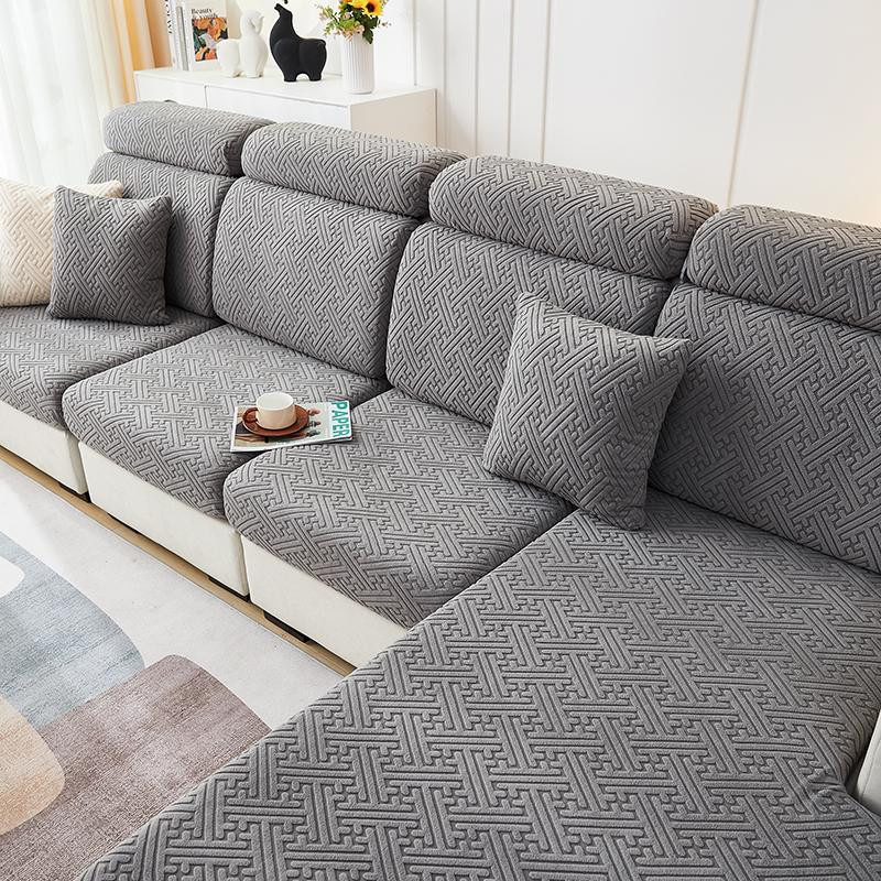 FORTUBI Jacquard Sofa-Sitzkissenbezug aus elastischem Polyester, rutschfester Stretch-Schonbezug für rechteckige Kissen - Bild 2
