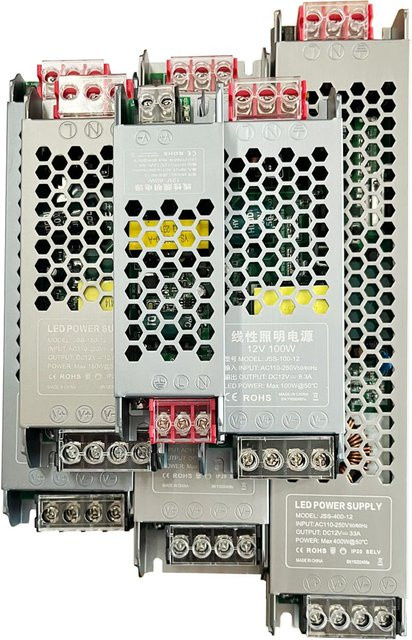Ultradünnes Schaltnetzteil SMPS als Lichttransformator und Quellenadapter für LED-Streifen, DC 12V/24V, verschiedene Leistungen von 60W bis 400W, AC 110-250V - Bild 1