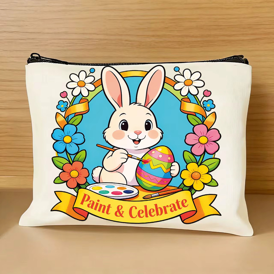 Multifunktionale Kosmetiktasche aus Leinwand mit Ostermuster als Handtasche - Bild 2