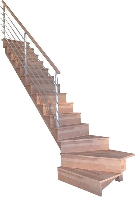StarWood Treppe Lindos Pro Buche mit Design-Geländer aus Edelstahl in Braun und Silber, Länge: 100 cm - Bild 1