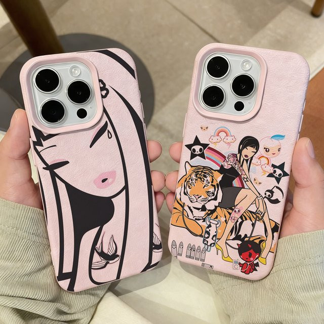 Potdemiel Handyhülle mit Cartoon Lichee-Leder-Muster für iPhone 17 16 15 14 13 12 11 Pro Max Plus Air Stoßfest, Farbe: Pink - Bild 1