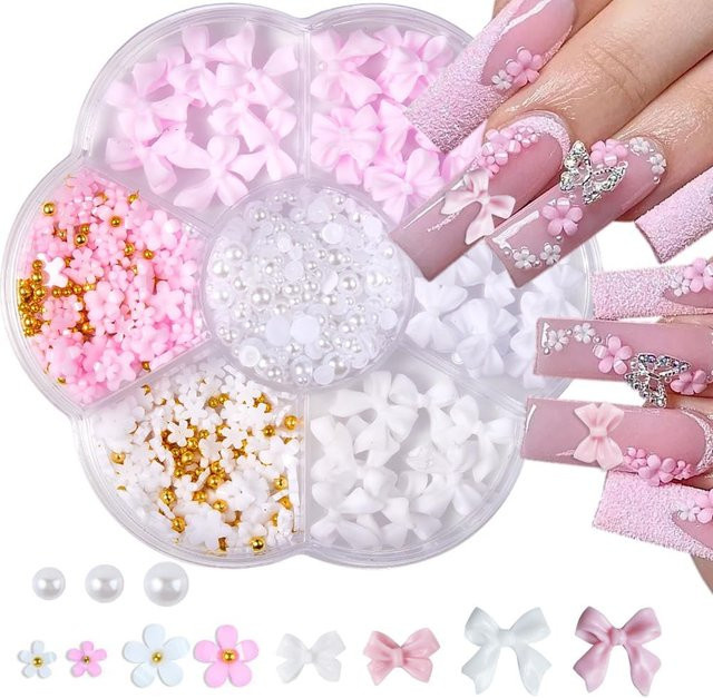 HotPress 3D-Bowknot-Blumen-Nagelkunst-Dekorationen, Glänzend, Unisex - Bild 1