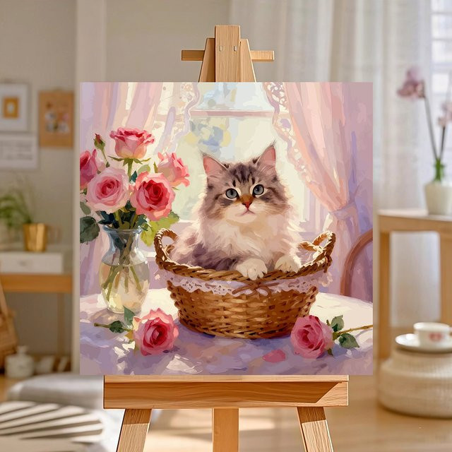 Huacan Malen nach Zahlen Katze, DIY-Set, Bunt / Mehrfarbig - Bild 1