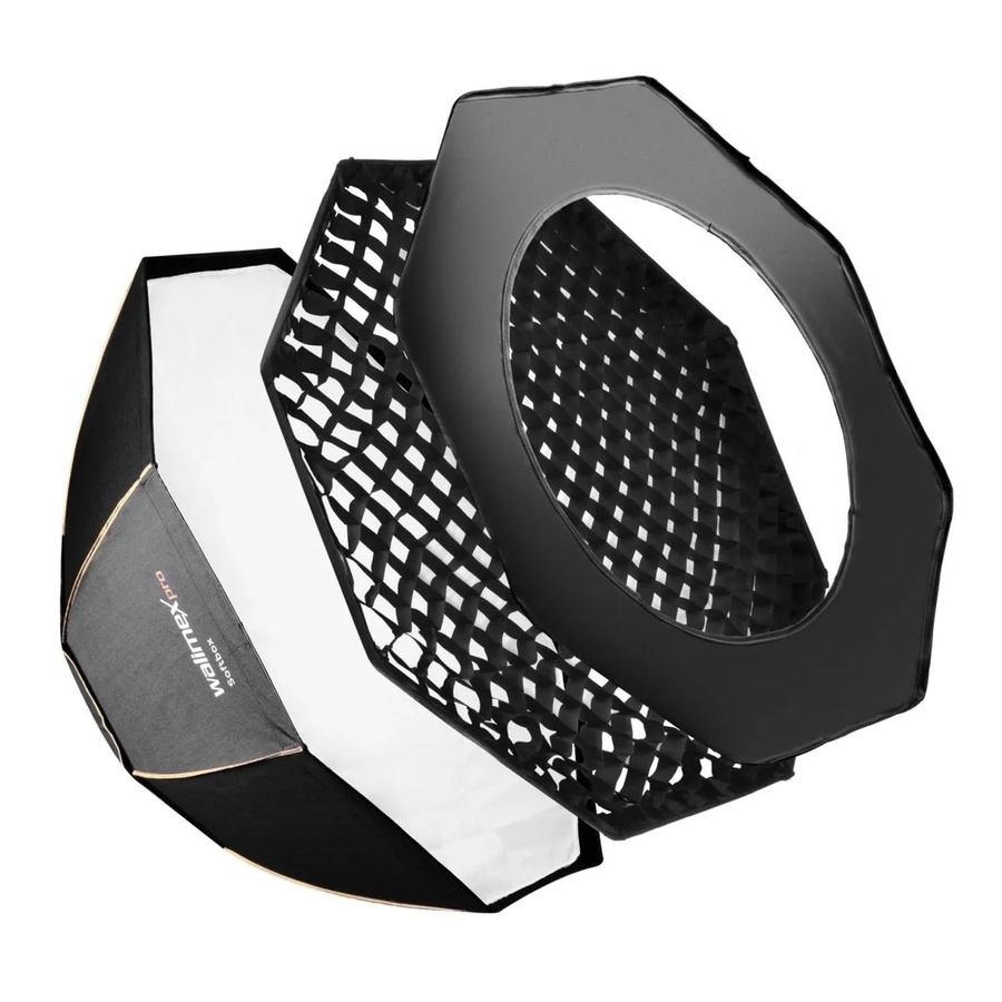 Walimex Pro Octagon Softbox Plus Orange Line Lichtformer für Porträts, Schwarz/Orange, B/T/H: 60 x 90 x 90 cm - Bild 2
