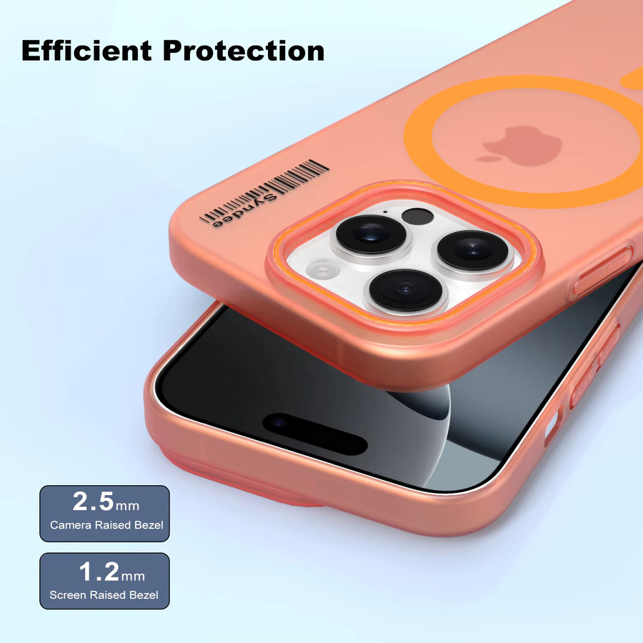 Xiaomi Magnetische Ladehülle in Candy-Farben, Mattierte PC Schutzhülle für Xiaomi 17T und 15T Pro, Sturzsicher und Durchscheinend, Schwarz und Orange - Bild 2