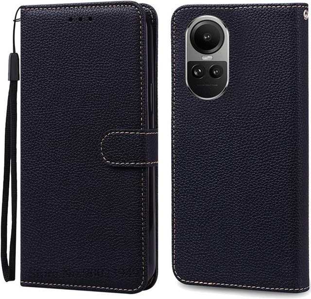 Ledertasche Flip-Cover für OPPO Reno10 5G, Reno 10 Pro 5G und Reno 10 Pro Plus in Schwarz - Bild 1