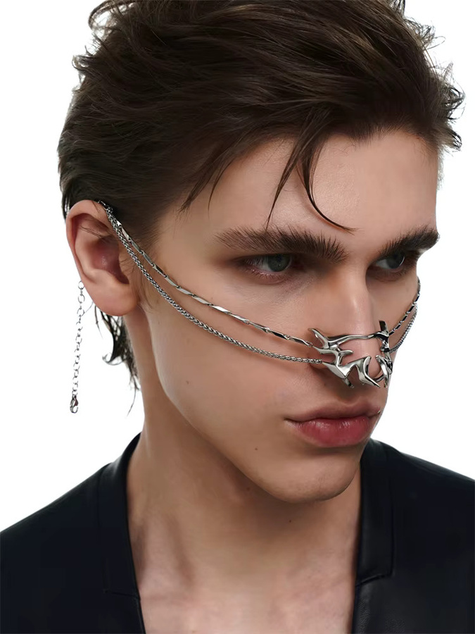 Zhuhe Metallmaske, Messing, Silber, Unisex - Bild 3