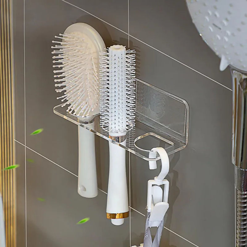 NATAWA Kammhalter aus Acryl in Transparent zur Wandmontage als Organizer und Aufbewahrungsregal für Haarbürsten im Badezimmer - Bild 4