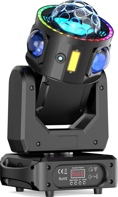 Yiflamefly 3-Achsen Beam Moving Head Licht mit RGBW LED Farbmischung und Lichtstreifen in Schwarz - Bild 1