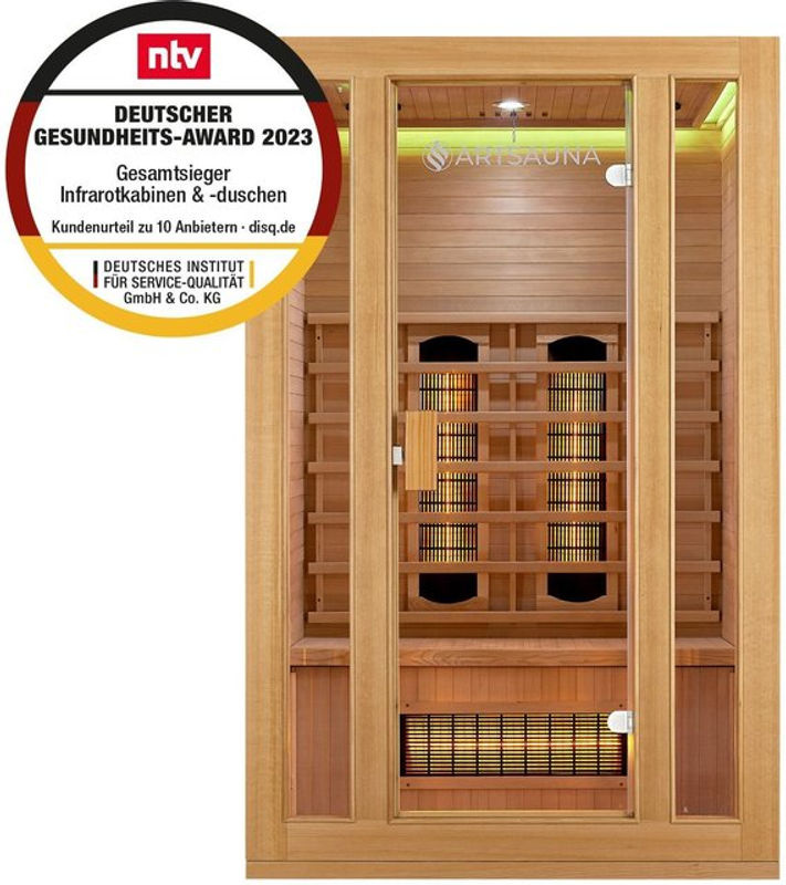 Artsauna Infrarotkabine Nyborg S120V aus Hemlockholz mit Vollspektrumstrahlern und LED-Ambientebeleuchtung, Braun, B/T/H: 120 x 105 x 190 cm - Bild 3