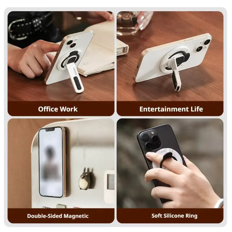 Magnetischer Fingerringhalter in Grau: Drehbarer und multifunktionaler Telefonständer für dein iPhone - Bild 3