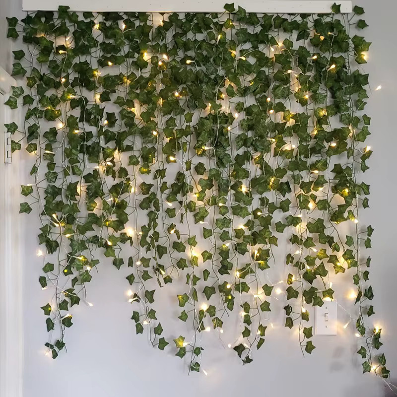 LED Efeu Lichterkette mit künstlichen grünen Blättern, batteriebetrieben, warmweißes Licht für Hochzeiten und Home Deco - Bild 3