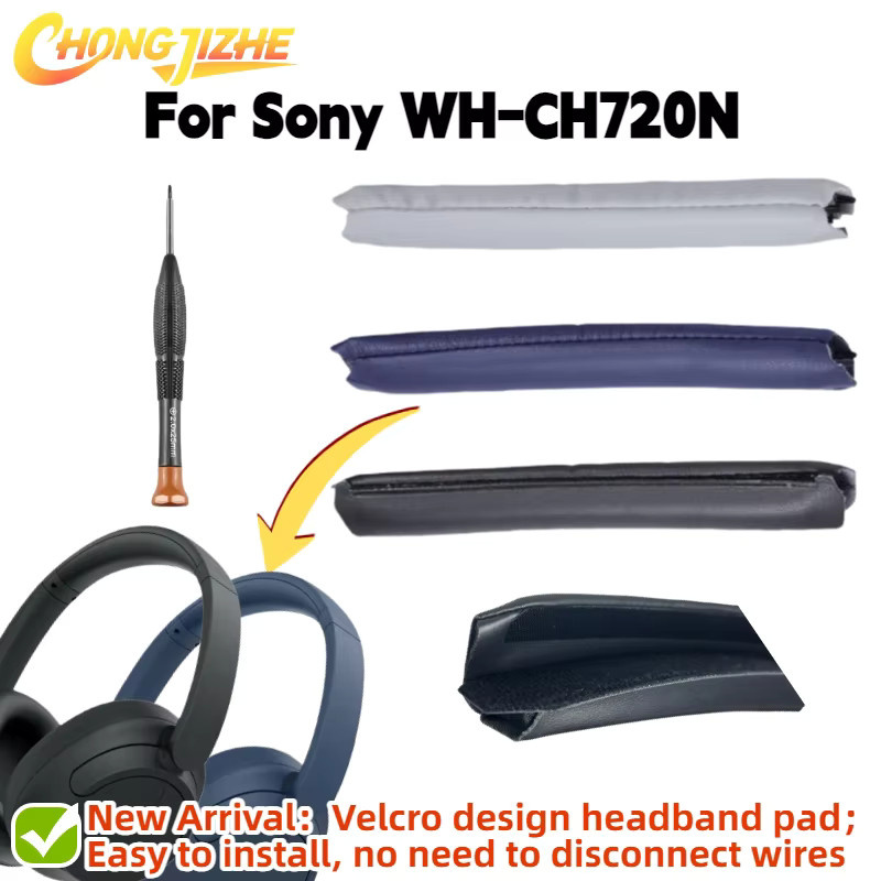 CHONGJIZHE Ersatz Klettverschluss-Kopfbalkenabdeckung und Leder-Ohrpolster für Sony WH-CH720N in Blau - Bild 2
