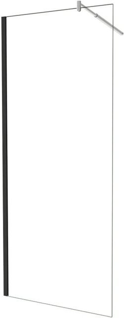 AICA Walk In Duschwand Schwarz mit Stabilisator, Glas 6mm, NANO ESG Beschichtung, B: 90 cm, H: 185 cm - Bild 1
