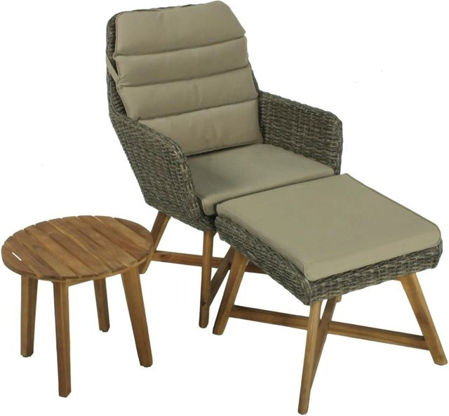 DELUKE Gartenmöbel Set TOKIO aus Akazie und Kunststoffgeflecht in Braun, B/T/H: 85 x 65 x 95 cm - Bild 1