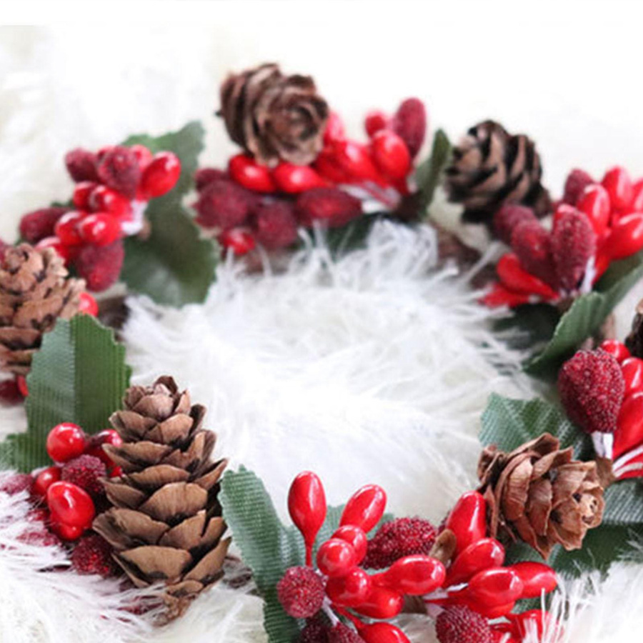 Tooarts Weihnachtskranz mit Tannenzapfen in Rot für deine Weihnachtsdekoration, Innendurchmesser: 6,5 bis 7 cm - Bild 2