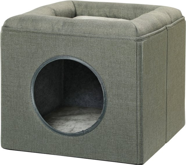 PawHut zweistöckiges Katzenhaus mit Kissen in Grün für Katzen bis 5kg, B/T/H: 36,5 x 36,5 x 33 cm - Bild 1