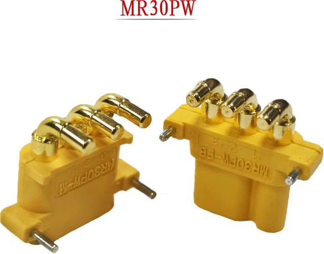 Amass MR30PW Stecker Set Männlich und Weiblich in Gelb für RC Lipo Batterien und Spielzeug - Bild 1