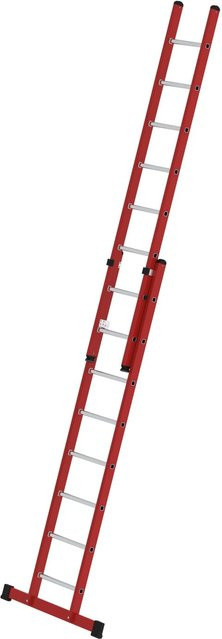 PROREGAL Sprossen-Schiebeleiter 2-teilig aus GFK und Alu mit Standard-Traverse, 2 x 8 Sprossen, Farbe: Rot - Bild 1