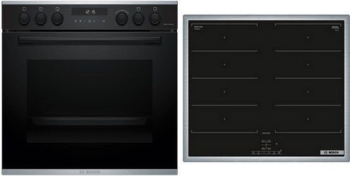 Bosch Herdset mit Induktionskochfeld HEG278AB4 und Backofen NXX645CB5M in Schwarz/Edelstahl mit Pyrolyse und Heißluft - Bild 1