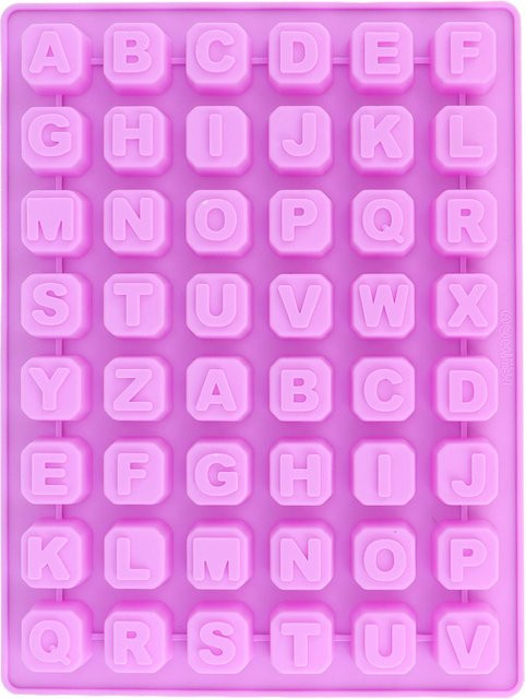 TOMTOP JMS Alphabet Backform aus Silikon mit 48 Gitterformen für Schokolade, Pralinen, Kekse und Eiswürfel in Purple - Bild 1