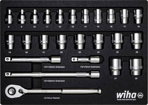 Wiha Steckschlüsseleinsatz-Set 1/2 Zoll, 25-teilig, Chrome Vanadium, Silber - Bild 1