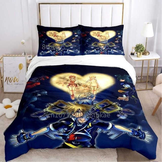 Kingdom Hearts Bettwäsche-Set mit 3D-Druck von Your Warm Home in Blau, bestehend aus Bettbezug und Kissenbezug, B/H: 135 x 200 cm - Bild 1