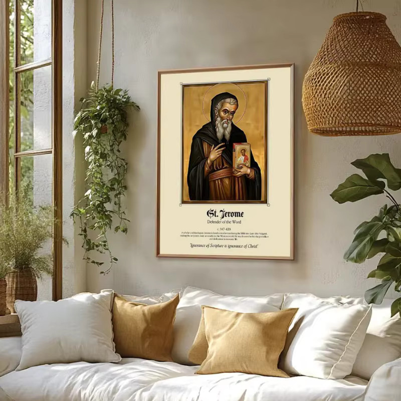Vintage Leinwandgemälde von Potdemiel mit religiösen Heiligen und Evangelisten in Multicolor - Bild 2
