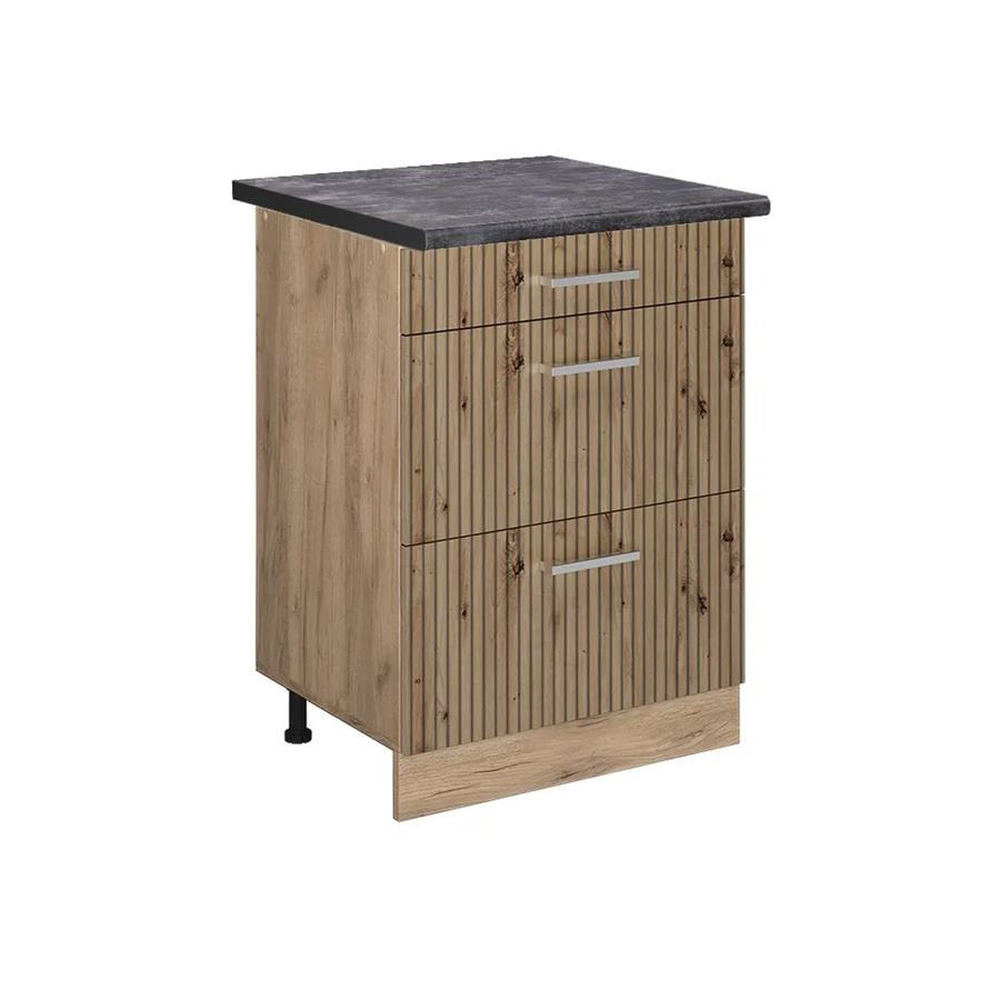 Vicco Küchenunterschrank R-Line Artisan-Eiche und Goldkraft Eiche mit Schubladen und Türen, Anthrazit, B: 60 cm, H: 81,6 cm, T: 31,73 cm - Bild 2