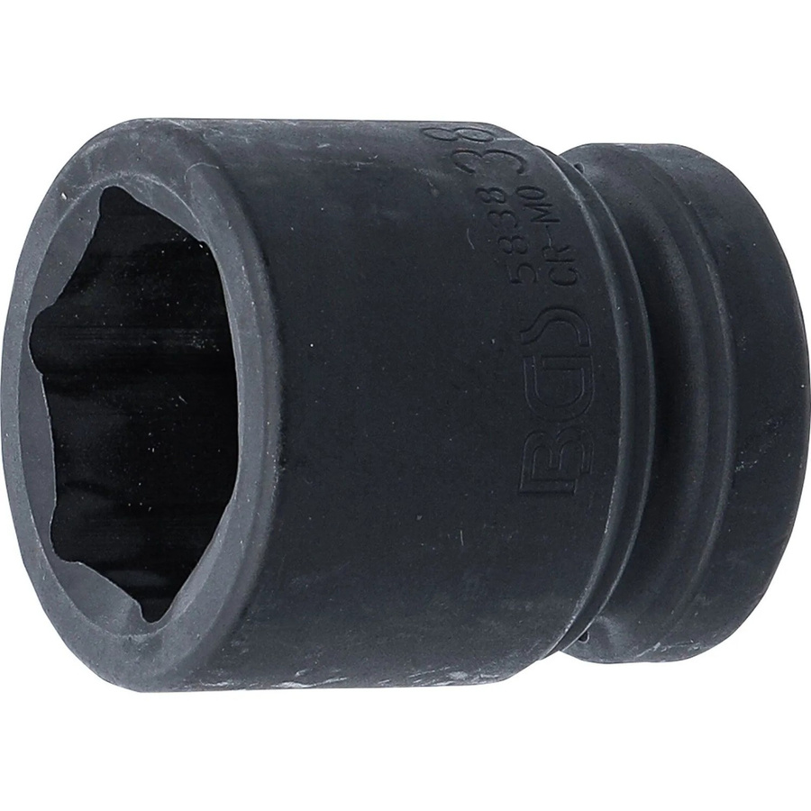 BGS Kraft-Steckschlüssel-Einsatz Sechskant 5838, Antrieb Innenvierkant 25 mm (1 Zoll), Schlüsselweite 38 mm, Schwarz - Bild 2