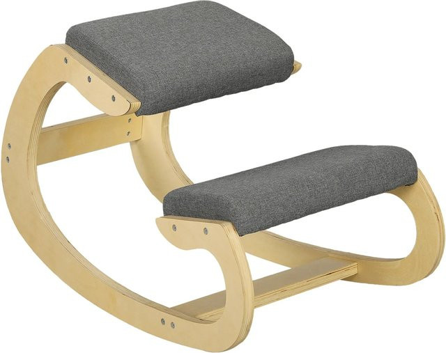 HOMCOM Kniestuhl für Homeoffice aus Buchenholz in Grau, B/T/H: 85 x 54,5 x 54 cm - Bild 1