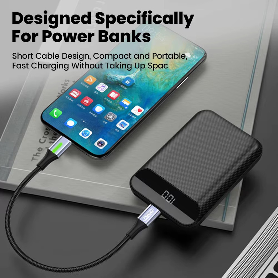 NNBILI USB-C zu USB-C Datenkabel mit kurzem Ellenbogen-Design in Schwarz für schnelles Aufladen von iPhone 16, 15, Xiaomi, Samsung und Huawei - Bild 5