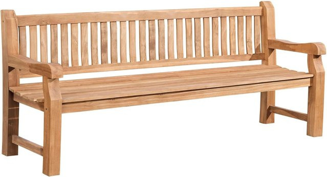 DELUKE Gartenbank DEGAD aus Teakholz in Braun mit Lehne und Armlehnen, B/T/H: 220 x 61 x 93 cm - Bild 1