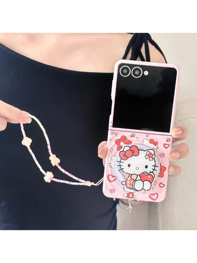 Sanrio Hello Kitty Handyhülle mit Magnetgriffhalter und MagSafe Wireless Charging für Samsung Galaxy Z Flip 7 6 5 4 in Pink - Bild 3