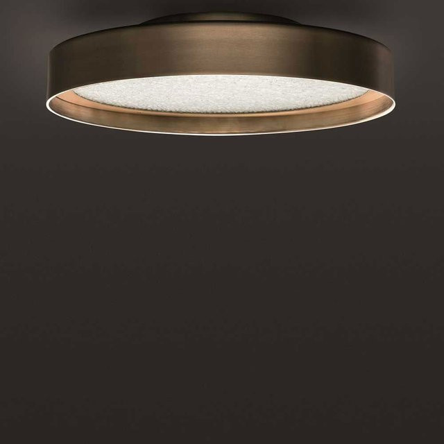 Oluce Berlin 722 Wand- und Deckenleuchte in Gold/Messing oder Bronze mit Glas, Durchmesser: 50 cm - Bild 1