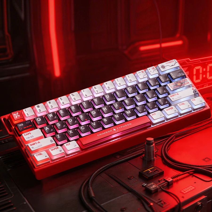 XVX Esports Gaming Tastenkappen aus PBT+PC mit seitlicher Durchscheinung in Rot - Bild 4