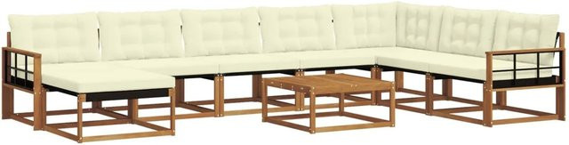vidaXL Outdoor-Sofagarnitur 25-tlg. aus Akazie Massivholz in Natur und Creme mit Textilene-Polstern und L-Form - Bild 1
