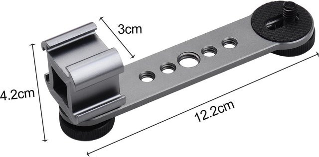 Shoemst Dreifache Blitzschuh-Halterung Verlängerungsstange mit 1/4 Zoll und 3/8 Zoll Gewinde für Gimbal Stabilisator und Stativ in Dunkelgrau - Bild 1
