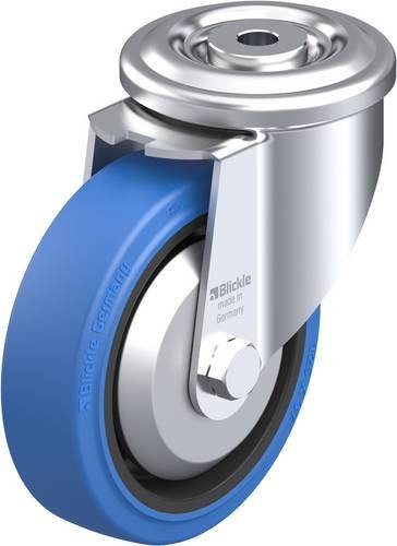 Blickle Lenkrolle LKR-POEV 125KA-SB-FA in Schwarz und Blau mit Stahlgehäuse, Rad-Durchmesser: 125 mm, Tragfähigkeit: 250 kg - Bild 1