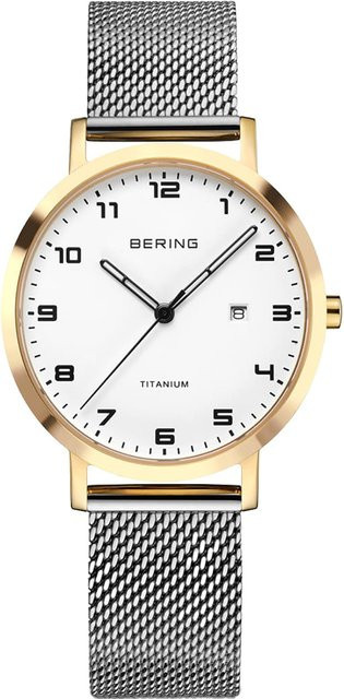 Bering Damenuhr, Titan, Quarz, 34 mm, Eckig, Weiß, 5 ATM - Bild 1