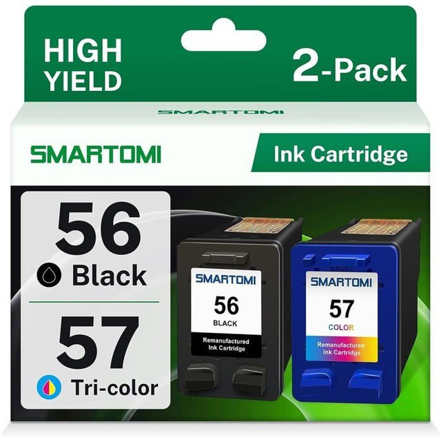 HP 56/57 Tintenpatronen Set aus wiederaufbereiteten Patronen, Schwarz 19,5 ml und Farbe, für Inkjet-Drucker - Bild 1
