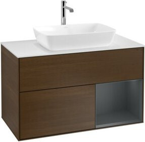 V&B Waschtischunterschrank Finion 100 in Weiß lackiert mit Regal Breite: 100 cm, Tiefe: 50,1 cm, Höhe: 50,1 cm - Bild 1