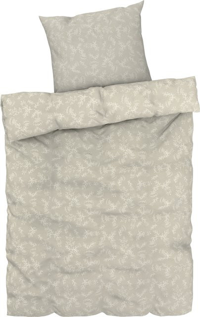 LIVARNO HOME Bettwäsche Renforcé aus Baumwolle und Viskose mit floralem Muster in Beige, B/H: 135 x 200 cm und 80 x 80 cm - Bild 1
