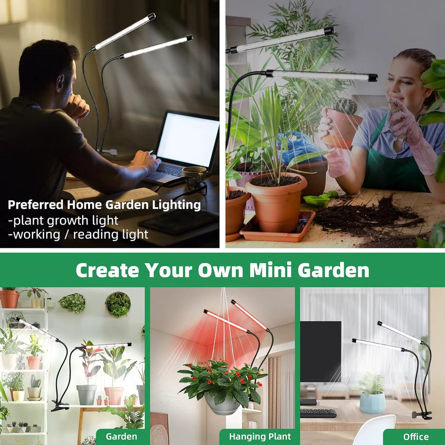 KEBINCPLED LED Pflanzenlampe mit Clip und Timer für Indoor Gewächshaus, Weiß-Rot, USB 5V - Bild 5